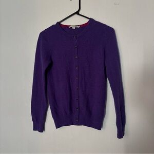 Boden Women’s Purple 100% Cashmere Button-Up Cardigan Sweater